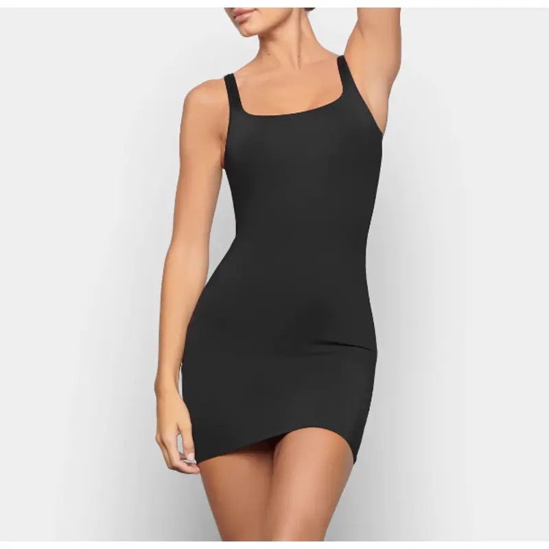 Skims Swim Tank Dress Cover Up In Onyx S